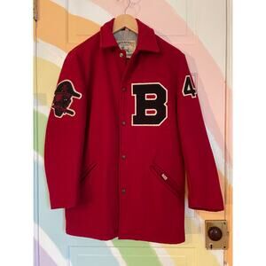 Vintage Deerfoot Wool Varsity Letterman Coat Pirate Patch Men’s Medium